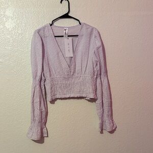 Violet Romance Purple Gingham Longsleeve Top